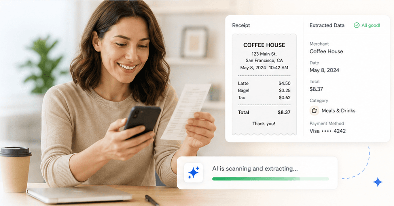 Person organizing digital receipts with DocketPocket AI